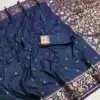 MB 197 Navy Blue Color Banarasi Silk Saree with Zari Work & Lace Work. Exclusive Offer ₹1899. Delivery 4-6 Working Days. Shop now. | Creative Sarees, Embroidered Sarees, Bollywood Sarees, Designer Sarees, Ethnic Saree, Modern Digital sarees, Party Wear Sarees, Sarees