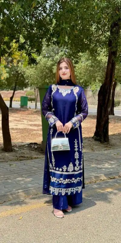 ZF 429 Navy Blue Faux Georgette Salwar Suit Perfect for Wedding, Party, Holi, Engagement, Eid – . Available at ₹1999 only. Delivery 4-6 Working Da | Casual Suits, Jump Suits, Tops & Bottoms, Track Suits, Trendy Wear, Creative suits, Designer Suits, Palazzo Suits, Party Wear Suits, Patiala Suits, Salwar suit, Straight Suits