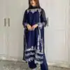 Navy Blue Faux Georgette With Sequence Work Salwar Suit