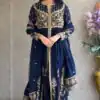 Navy Blue Faux Sequence Work Georgette Salwar Suit