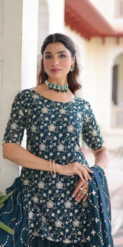 KA 1210 Navy Blue in Georgette. Embroidery Work & Sequins Work Salwar Suit Grab it for ₹2599. Delivery 4-6 Working Days. Shop now. | Casual Suits, Jump Suits, Tops & Bottoms, Track Suits, Trendy Wear, Creative suits, Designer Suits, Palazzo Suits, Party Wear Suits, Patiala Suits, Salwar suit, Straight Suits