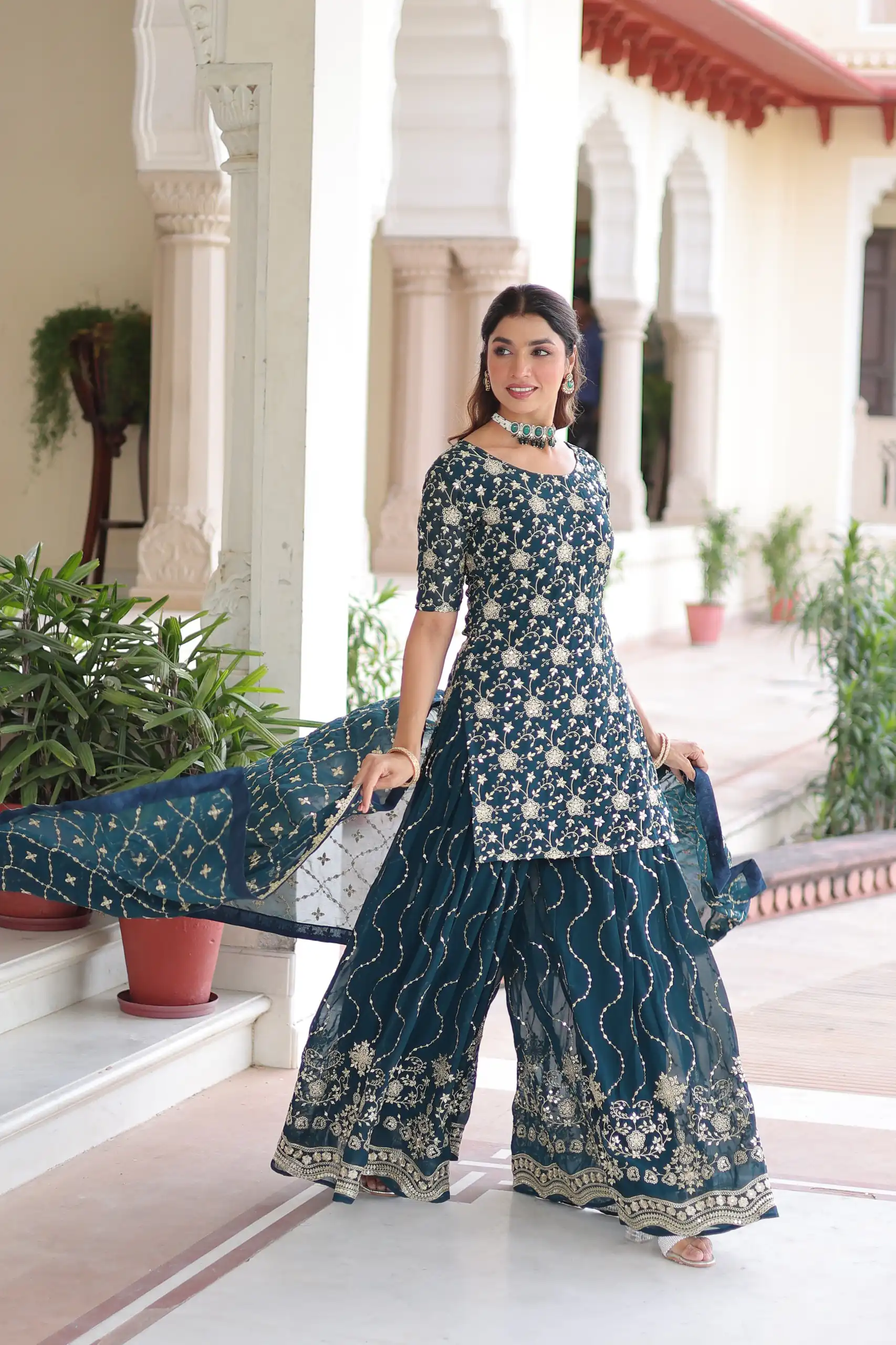 KA 1210 Navy Blue in Georgette. Embroidery Work & Sequins Work Salwar Suit Grab it for ₹2599. Delivery 4-6 Working Days. Shop now. | Casual Suits, Jump Suits, Tops & Bottoms, Track Suits, Trendy Wear, Creative suits, Designer Suits, Palazzo Suits, Party Wear Suits, Patiala Suits, Salwar suit, Straight Suits