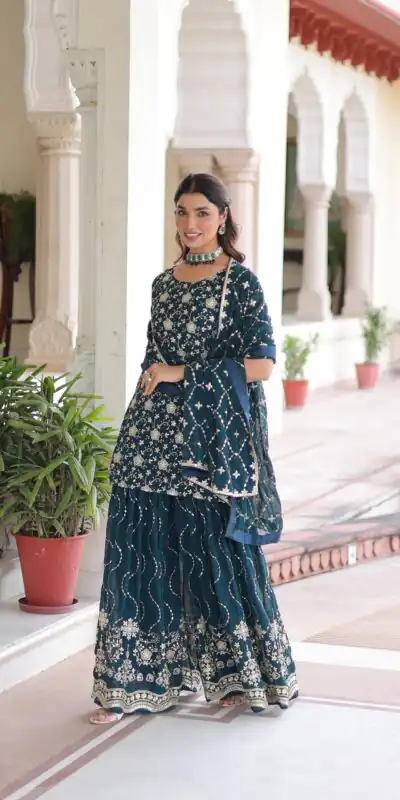 KA 1210 Navy Blue in Georgette. Embroidery Work & Sequins Work Salwar Suit Grab it for ₹2599. Delivery 4-6 Working Days. Shop now. | Casual Suits, Jump Suits, Tops & Bottoms, Track Suits, Trendy Wear, Creative suits, Designer Suits, Palazzo Suits, Party Wear Suits, Patiala Suits, Salwar suit, Straight Suits