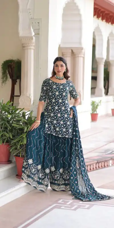 KA 1210 Navy Blue in Georgette. Embroidery Work & Sequins Work Salwar Suit Grab it for ₹2599. Delivery 4-6 Working Days. Shop now. | Casual Suits, Jump Suits, Tops & Bottoms, Track Suits, Trendy Wear, Creative suits, Designer Suits, Palazzo Suits, Party Wear Suits, Patiala Suits, Salwar suit, Straight Suits