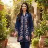 Kurti INLI Libas Navy Blue in Rayon Embroidery Work . Wedding, Party, Festive, EventsGet it for ₹1599. Delivery 4-6 Working Days. Shop now. | Bollywood Kurti, Creative Kurtis, Designer Kurti, Kurti, Party Wear Kurti, Selfie Kurti