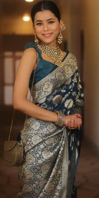 KP 5085 Navy Blue in Soft Lichi Silk Wedding, Party, Festive, Events Designer Work Saree . Get it for ₹1349. Delivery 4-6 Working Days. Shop now. | Creative Sarees, Embroidered Sarees, Bollywood Sarees, Designer Sarees, Ethnic Saree, Modern Digital sarees, Party Wear Sarees, Sarees