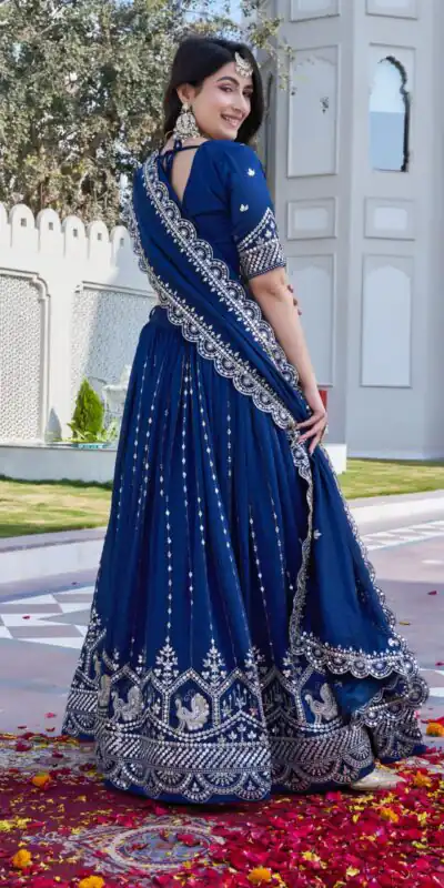 Ram 151 Navy Blue Vichitra Lehenga Choli Perfect for Wedding, Party, Haldi, Mehendi, Eid – . Best Price ₹2649. Delivery 4-6 Working Days. Shop now. | Bollywood Lehenga, Creative Lehenga, Designer Lehenga, Embroidered Lehenga, Lehenga, Party Wear Lehenga