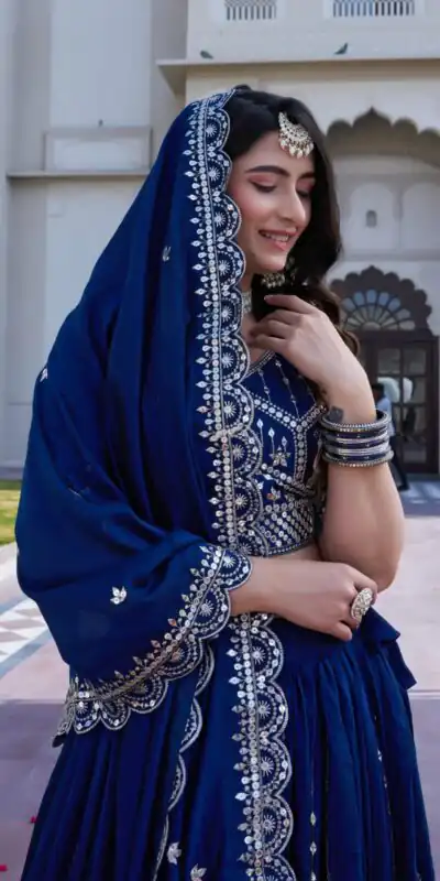 Ram 151 Navy Blue Vichitra Lehenga Choli Perfect for Wedding, Party, Haldi, Mehendi, Eid – . Best Price ₹2649. Delivery 4-6 Working Days. Shop now. | Bollywood Lehenga, Creative Lehenga, Designer Lehenga, Embroidered Lehenga, Lehenga, Party Wear Lehenga