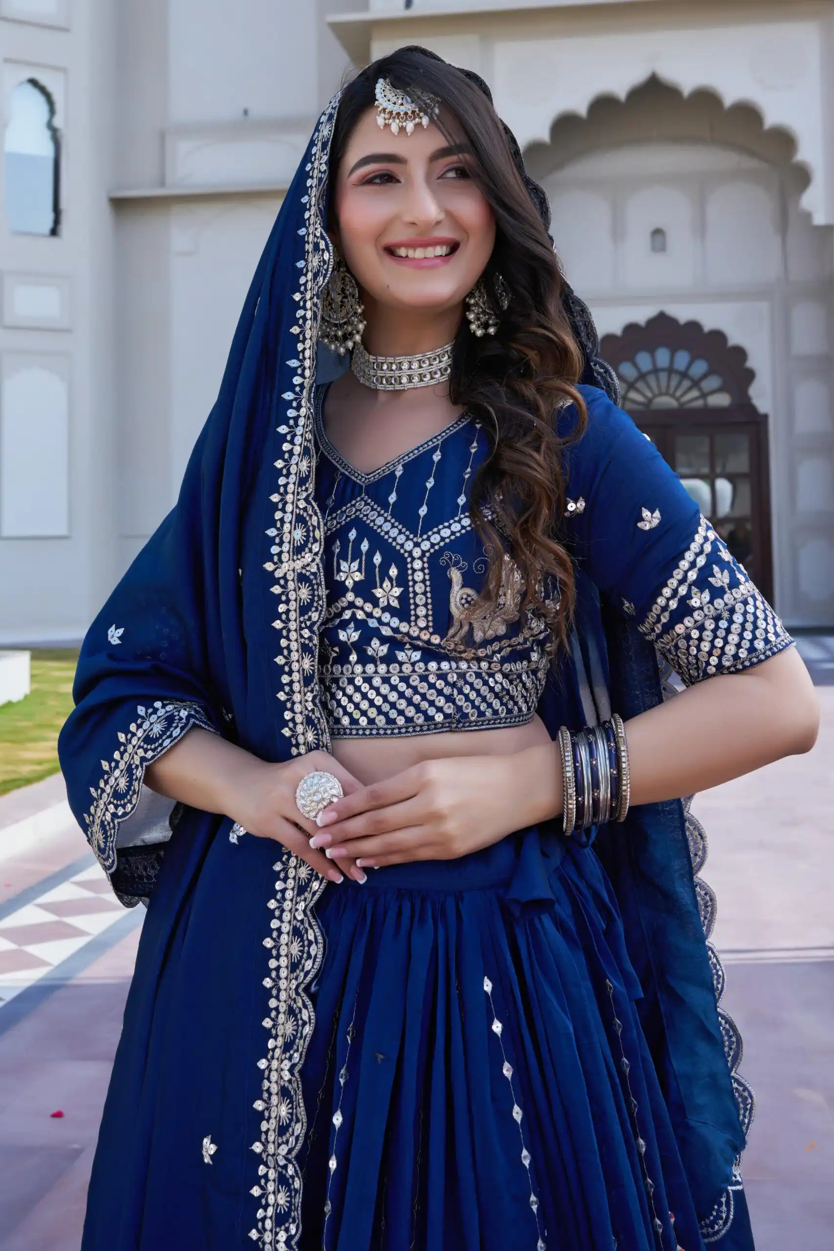 Ram 151 Navy Blue Vichitra Lehenga Choli Perfect for Wedding, Party, Haldi, Mehendi, Eid – . Best Price ₹2649. Delivery 4-6 Working Days. Shop now. | Bollywood Lehenga, Creative Lehenga, Designer Lehenga, Embroidered Lehenga, Lehenga, Party Wear Lehenga