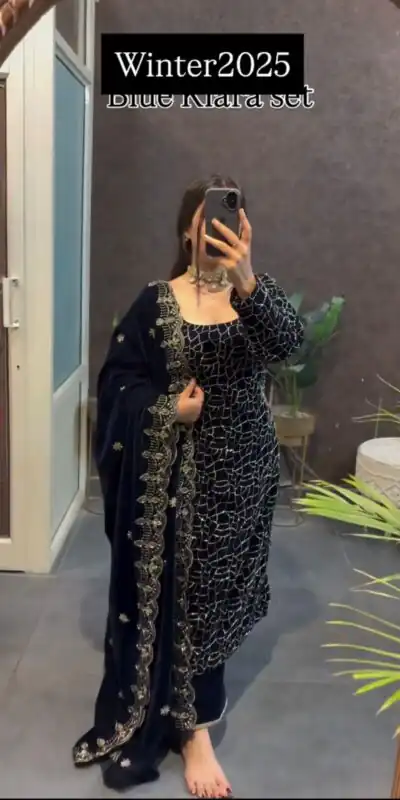 KD 1546 Navy Blue Viscose Velvet Salwar Suit Perfect for Wedding, Party, Diwali, Baisakhi, Ganesh Chaturthi – . Introductory Price ₹1999. Delivery | Casual Suits, Jump Suits, Creative suits, Designer Suits, Palazzo Suits, Party Wear Suits, Patiala Suits, Salwar suit, Straight Suits