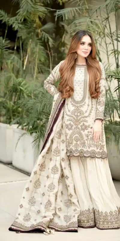 AD 213 Off White Khajuri Crush Georgette Salwar Suit with Lace Work & Embroidery Work. Festive Deal ₹2649. Delivery 4-6 Working Days. Shop now. | Casual Suits, Jump Suits, Tops & Bottoms, Track Suits, Trendy Wear, Creative suits, Designer Suits, Palazzo Suits, Party Wear Suits, Patiala Suits, Salwar suit, Straight Suits