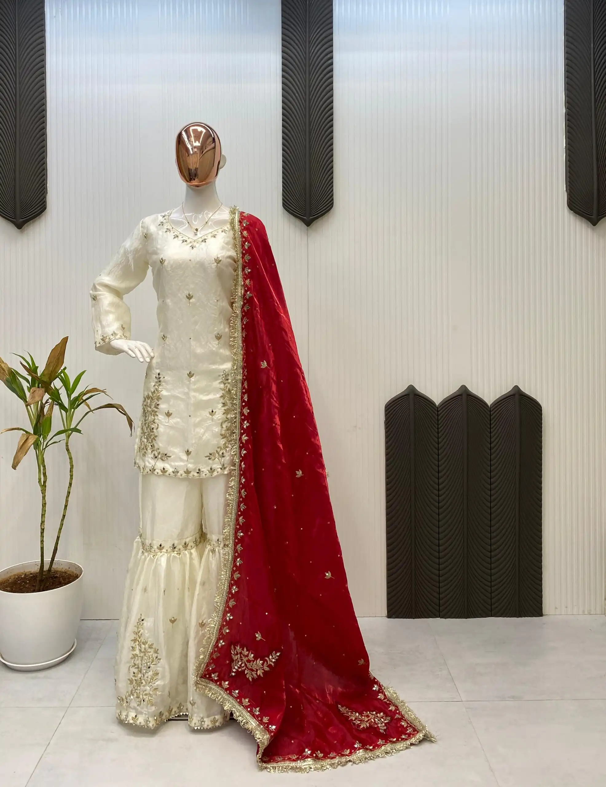 LG 1985 Off White Fandy Salwar Suit with Mirror Work & Embroidery Work. Introductory Price ₹2599. Delivery 4-6 Working Days. Shop now. | Casual Suits, Jump Suits, Tops & Bottoms, Track Suits, Trendy Wear, Creative suits, Designer Suits, Palazzo Suits, Party Wear Suits, Patiala Suits, Salwar suit, Straight Suits
