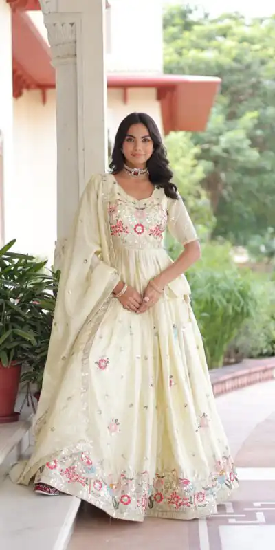 KA 5060 Off White Gold Crush Lehenga Choli Perfect for Wedding, Party, Bridal Wear, Makar Sankranti, Raksha Bandhan – . Exclusive Offer ₹2649. Del | Bollywood Lehenga, Creative Lehenga, Designer Lehenga, Embroidered Lehenga, Lehenga, Party Wear Lehenga