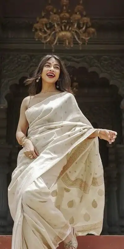 KP 6040 Off White Soft Lilan Slab Saree with Weaving Work Designer Work. Festive Deal ₹1399. Delivery 4-6 Working Days. Shop now. | Creative Sarees, Embroidered Sarees, Bollywood Sarees, Designer Sarees, Ethnic Saree, Modern Digital sarees, Party Wear Sarees, Sarees