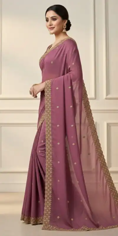 JR 659 Onion in Color Star Georgette Embroidery Work Saree . Available at ₹1799 only. Delivery 4-6 Working Days. Shop now. | Creative Sarees, Embroidered Sarees, Bollywood Sarees, Designer Sarees, Ethnic Saree, Modern Digital sarees, Party Wear Sarees, Sarees