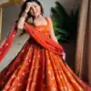 Orange Fandy Silk Sequence Work Salwar Suit
