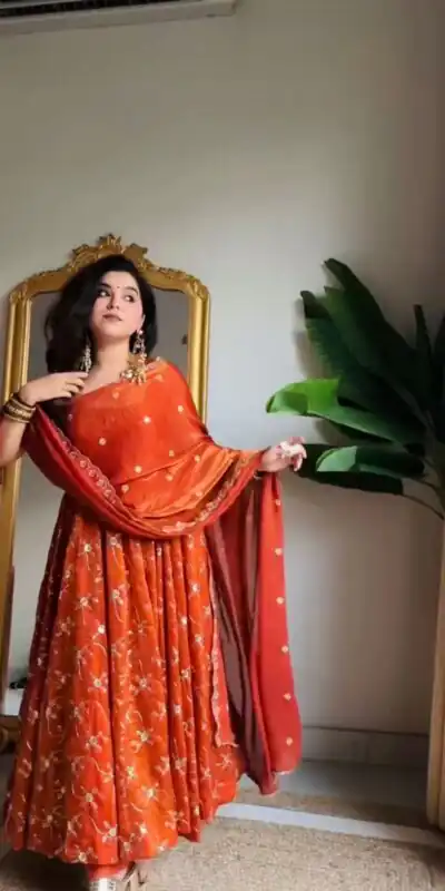 KD 1534 Orange in Color Fendy Silk Designer Work Salwar Suit . Introductory Price ₹2499. Delivery 4-6 Working Days. Shop now. | Casual Suits, Jump Suits, Tops & Bottoms, Track Suits, Trendy Wear, Creative suits, Designer Suits, Palazzo Suits, Party Wear Suits, Patiala Suits, Salwar suit, Straight Suits
