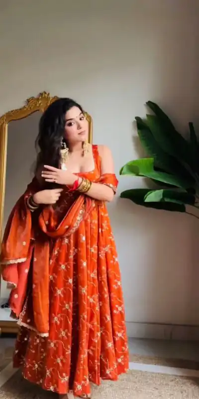 KD 1534 Orange in Color Fendy Silk Designer Work Salwar Suit . Introductory Price ₹2499. Delivery 4-6 Working Days. Shop now. | Casual Suits, Jump Suits, Tops & Bottoms, Track Suits, Trendy Wear, Creative suits, Designer Suits, Palazzo Suits, Party Wear Suits, Patiala Suits, Salwar suit, Straight Suits