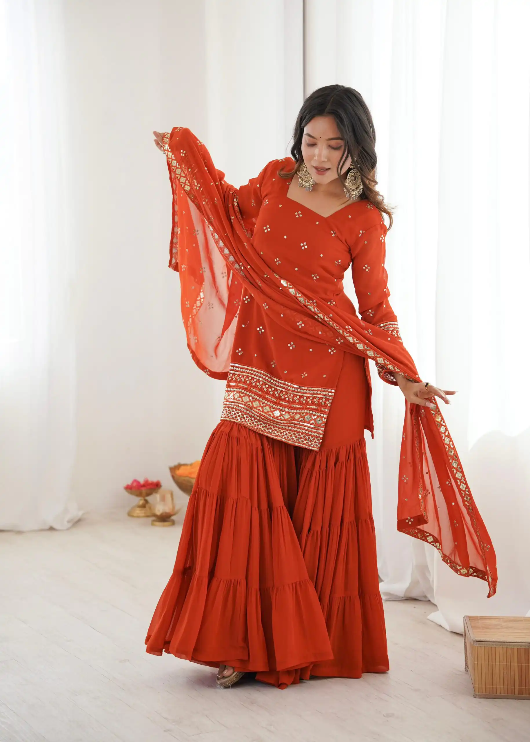 SRK 5317 Orange Georgette Salwar Suit with Embroidery Work. Wedding, Party, Festive Best Price ₹2399. Delivery 4-6 Working Days. Shop now. | Casual Suits, Jump Suits, Tops & Bottoms, Track Suits, Trendy Wear, Creative suits, Designer Suits, Palazzo Suits, Party Wear Suits, Patiala Suits, Salwar suit, Straight Suits