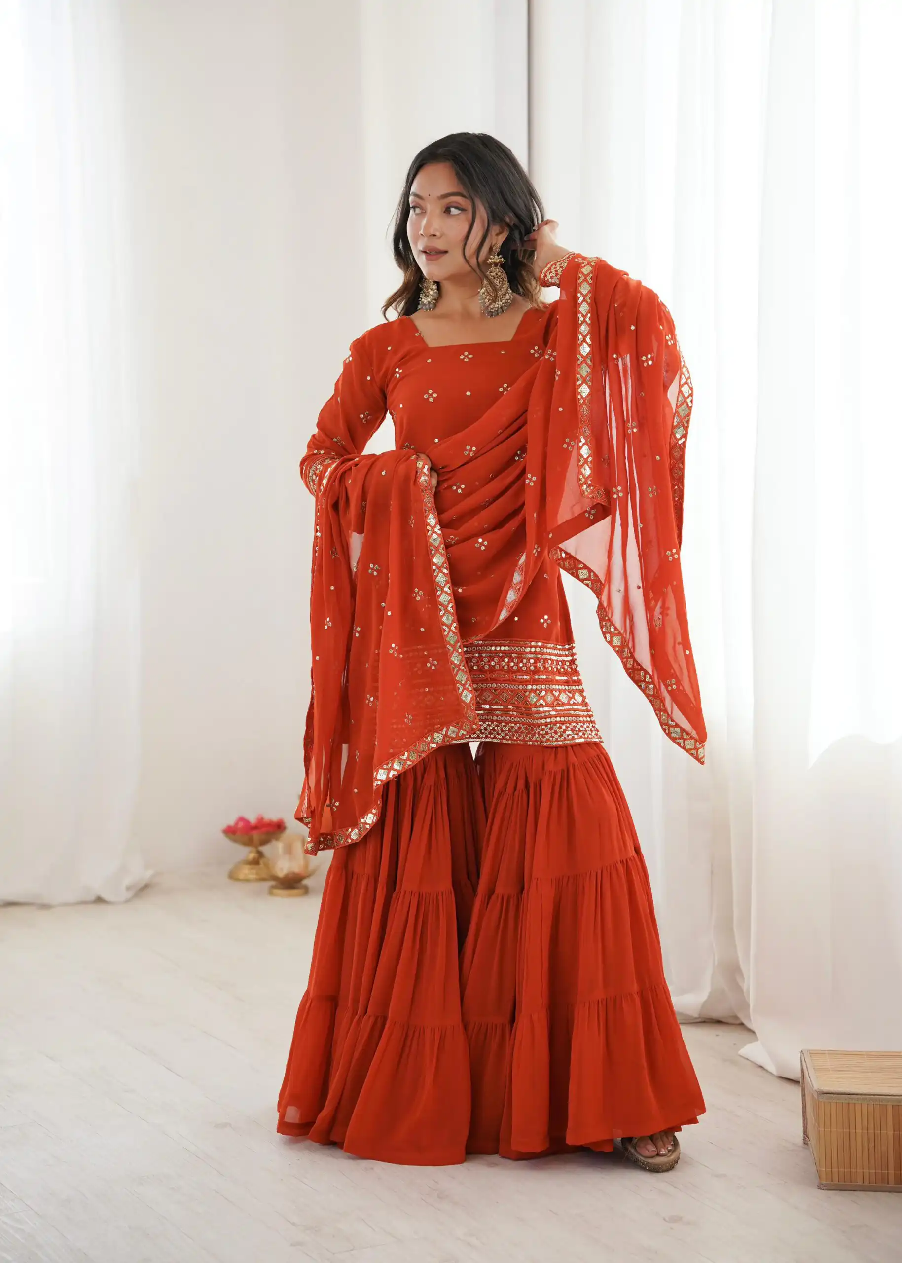 SRK 5317 Orange Georgette Salwar Suit with Embroidery Work. Wedding, Party, Festive Best Price ₹2399. Delivery 4-6 Working Days. Shop now. | Casual Suits, Jump Suits, Tops & Bottoms, Track Suits, Trendy Wear, Creative suits, Designer Suits, Palazzo Suits, Party Wear Suits, Patiala Suits, Salwar suit, Straight Suits