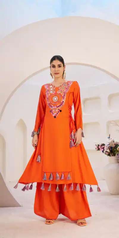 KD 1516 Orange Rayon Thread With Real Mirror Work Salwar Suit. Wedding, Party, Festive, Events, Best Price ₹1999. Delivery 4-6 Working Days. Shop now. | Casual Suits, Jump Suits, Tops & Bottoms, Track Suits, Trendy Wear, Creative suits, Designer Suits, Palazzo Suits, Party Wear Suits, Patiala Suits, Salwar suit, Straight Suits