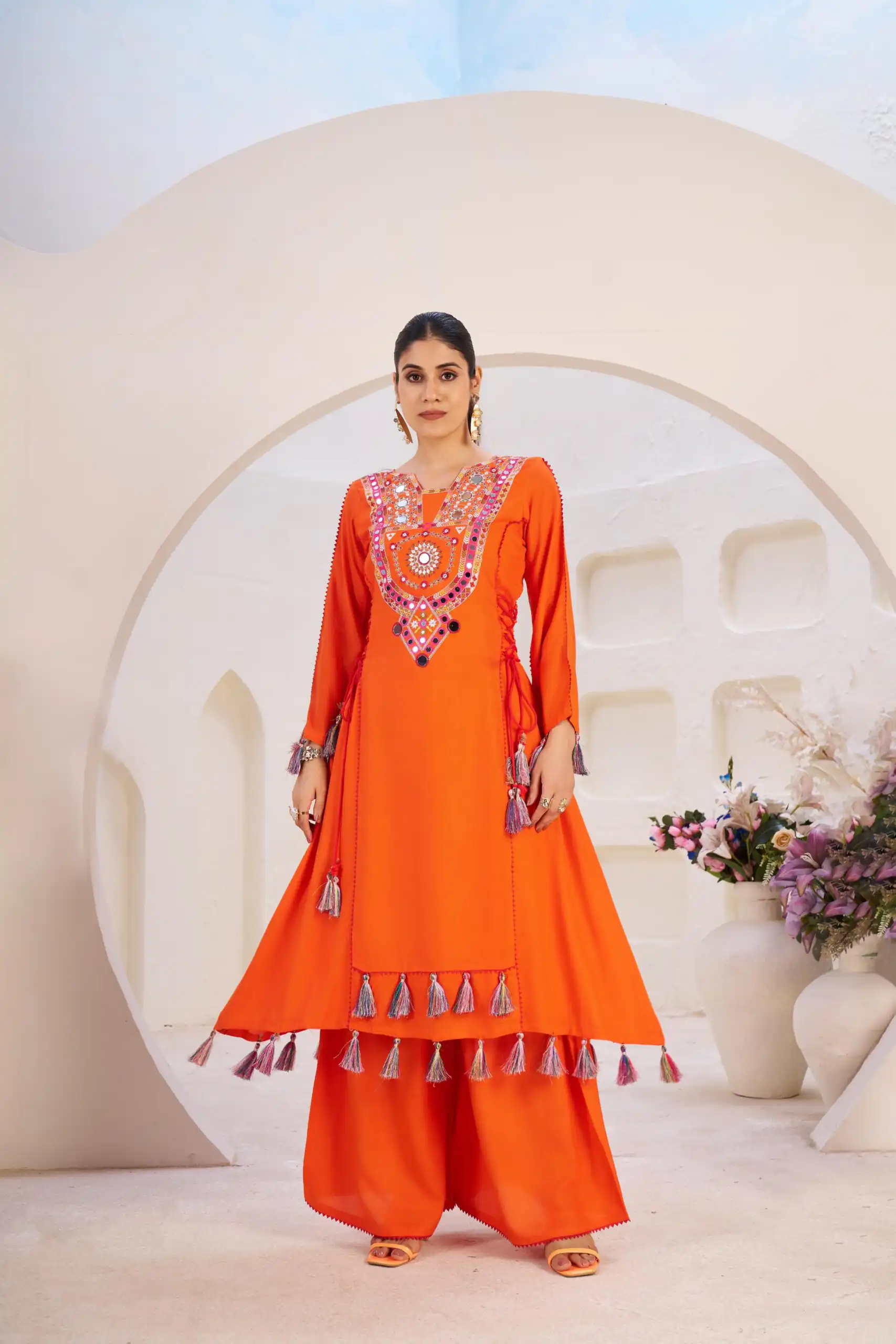 KD 1516 Orange Rayon Thread With Real Mirror Work Salwar Suit. Wedding, Party, Festive, Events, Best Price ₹1999. Delivery 4-6 Working Days. Shop now. | Casual Suits, Jump Suits, Tops & Bottoms, Track Suits, Trendy Wear, Creative suits, Designer Suits, Palazzo Suits, Party Wear Suits, Patiala Suits, Salwar suit, Straight Suits