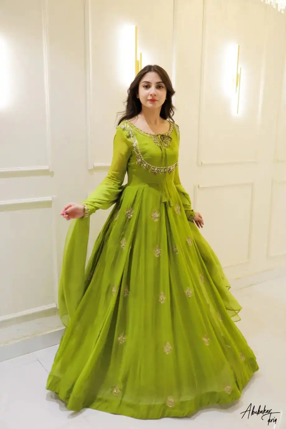 LG 2047 Parrot Green in Color Georgette Embroidery Work Gown . Wedding, Party, Festive, Events Grab it for ₹1949. Delivery 4-6 Working Days. Shop now. | Bollywood Gowns, Creative Gowns, Designer Gowns, Embroidered Gowns, Gowns, Party Wear Gowns