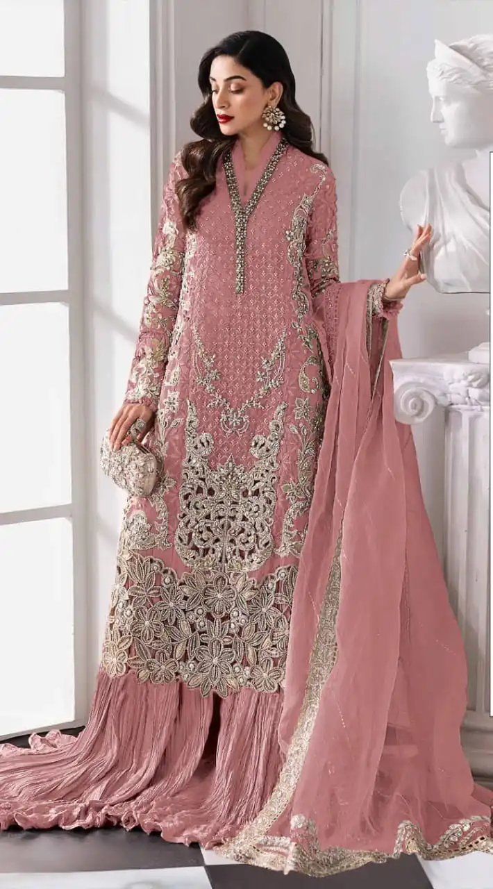 FC 1192 Peach Color Georgette Salwar Suit with Embroidery Work. Introductory Price ₹2499. Delivery 4-6 Working Days. Shop now. | Casual Suits, Jump Suits, Tops & Bottoms, Track Suits, Trendy Wear, Creative suits, Designer Suits, Palazzo Suits, Party Wear Suits, Patiala Suits, Salwar suit, Straight Suits