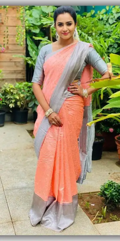 KP 1034 Peach Soft Lichi Silk Saree with Lace Border & Lace Work. Affordable Price ₹1449. Delivery 4-6 Working Days. Shop now. | Creative Sarees, Embroidered Sarees, Bollywood Sarees, Designer Sarees, Ethnic Saree, Modern Digital sarees, Party Wear Sarees, Sarees