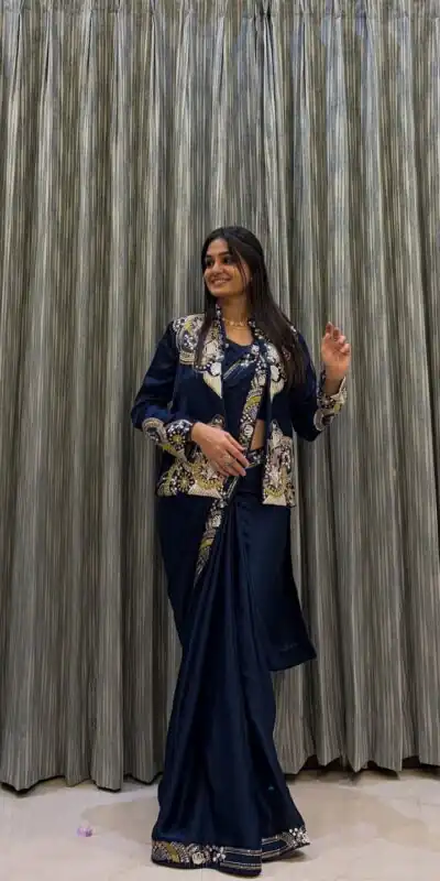 BE 433 Peacock Blue Color French Crape Saree with Embroidery Work. Best Price ₹2099. Delivery 4-6 Working Days. Shop now. | Creative Sarees, Bollywood Sarees, Designer Sarees, Embroidered Sarees, Ethnic Saree, Modern Digital sarees, Party Wear Sarees, Sarees