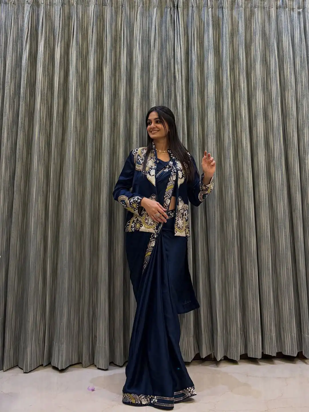 BE 433 Peacock Blue Color French Crape Saree with Embroidery Work. Best Price ₹2099. Delivery 4-6 Working Days. Shop now. | Creative Sarees, Bollywood Sarees, Designer Sarees, Embroidered Sarees, Ethnic Saree, Modern Digital sarees, Party Wear Sarees, Sarees