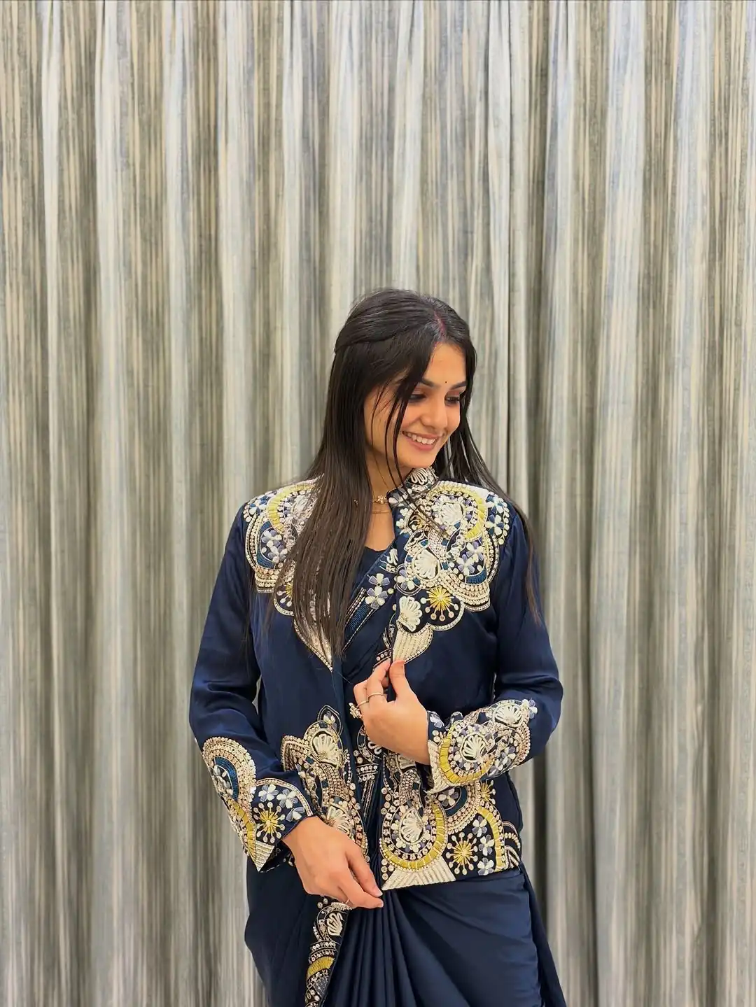 BE 433 Peacock Blue Color French Crape Saree with Embroidery Work. Best Price ₹2099. Delivery 4-6 Working Days. Shop now. | Creative Sarees, Bollywood Sarees, Designer Sarees, Embroidered Sarees, Ethnic Saree, Modern Digital sarees, Party Wear Sarees, Sarees