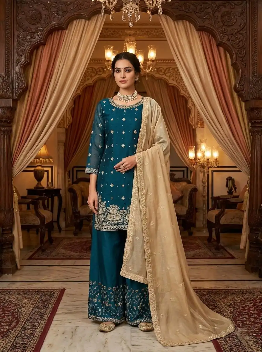KD 1549 Peacock Blue Sequence Work Organza Silk Salwar Suit with Designer Work. Affordable Price ₹2149. Delivery 4-6 Working Days. Shop now. | Casual Suits, Jump Suits, Tops & Bottoms, Track Suits, Trendy Wear, Creative suits, Designer Suits, Palazzo Suits, Party Wear Suits, Patiala Suits, Salwar suit, Straight Suits