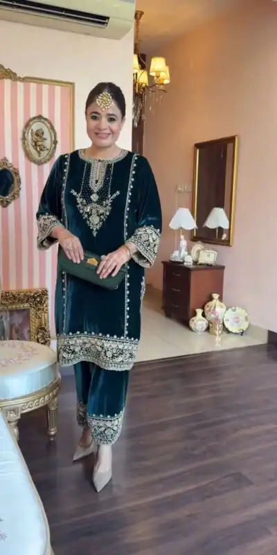 LG 2035 Peacock Blue in Velvet Embroidery Work & Lace Work Salwar Suit . Now at just ₹2049. Delivery 4-6 Working Days. Shop now. | Casual Suits, Jump Suits, Tops & Bottoms, Track Suits, Trendy Wear, Creative suits, Designer Suits, Palazzo Suits, Party Wear Suits, Patiala Suits, Salwar suit, Straight Suits