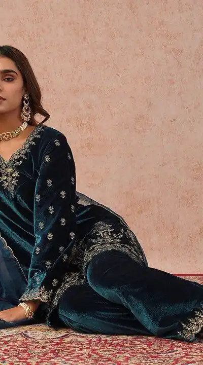 KD 1547 Peacock Blue Viscose Velvet Salwar Suit with Designer Work. Special Price ₹2099. Delivery 4-6 Working Days. Shop now. | Casual Suits, Jump Suits, Tops & Bottoms, Track Suits, Trendy Wear, Creative suits, Designer Suits, Palazzo Suits, Party Wear Suits, Patiala Suits, Salwar suit, Straight Suits