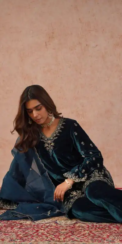 KD 1547 Peacock Blue Viscose Velvet Salwar Suit with Designer Work. Special Price ₹2099. Delivery 4-6 Working Days. Shop now. | Casual Suits, Jump Suits, Tops & Bottoms, Track Suits, Trendy Wear, Creative suits, Designer Suits, Palazzo Suits, Party Wear Suits, Patiala Suits, Salwar suit, Straight Suits