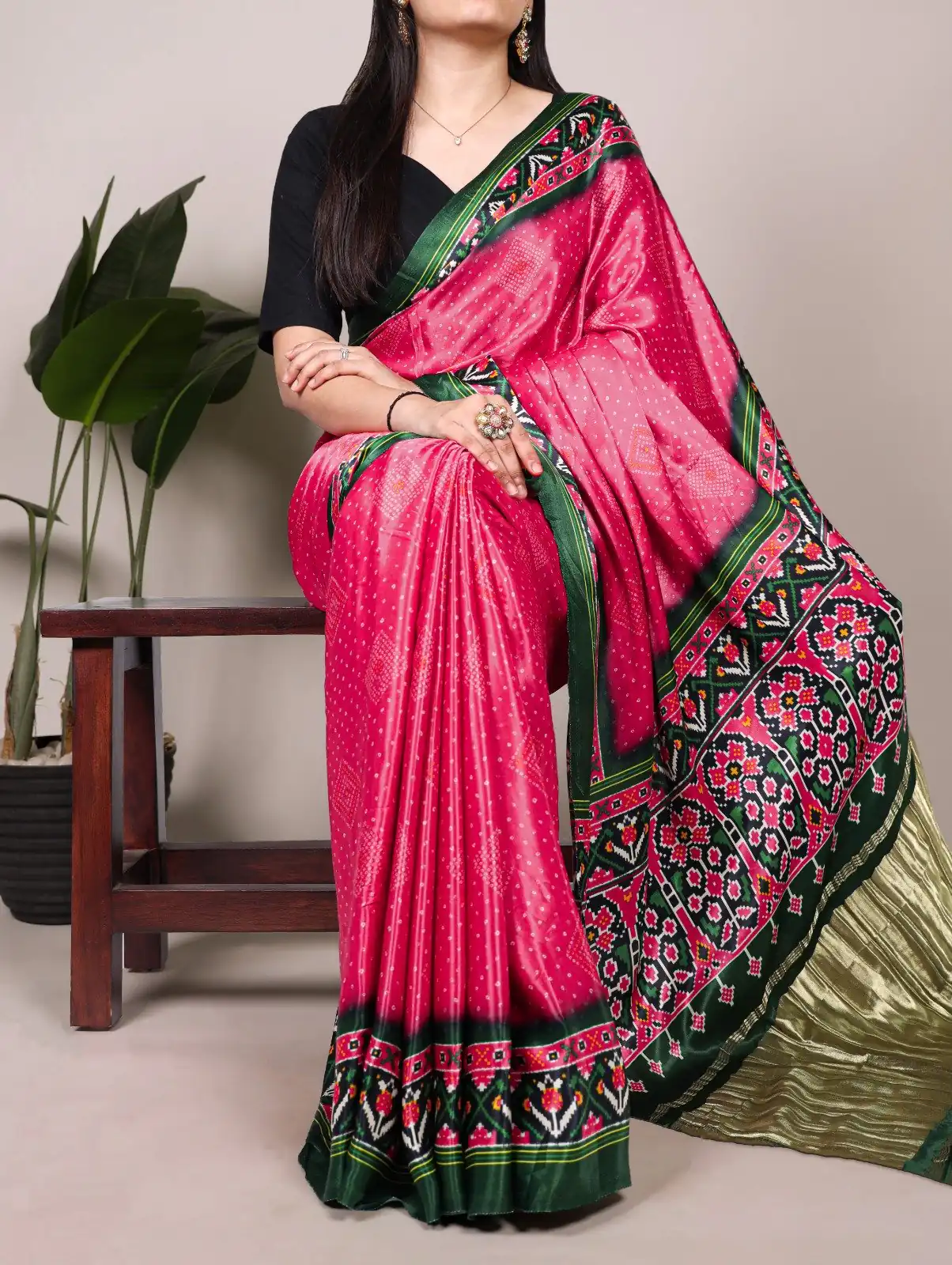 YNF 7801 Pink Gaji Silk Saree with Patola Print. Wedding, Party, Festive, Events, Best Price ₹2999. Delivery 4-6 Working Days. Shop now. | Creative Sarees, Embroidered Sarees, Bollywood Sarees, Designer Sarees, Ethnic Saree, Modern Digital sarees, Party Wear Sarees, Sarees