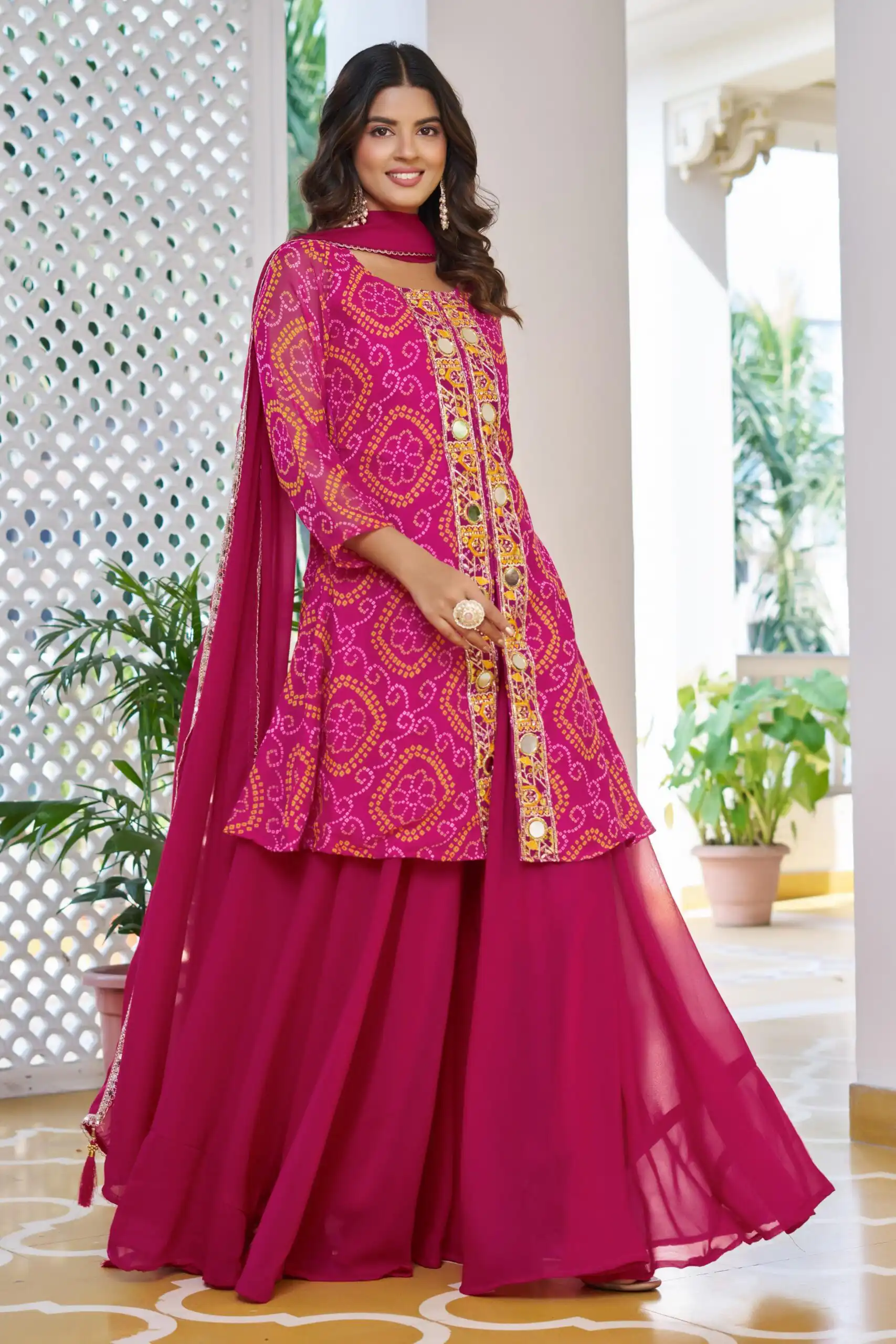 Ram 148 Pink in Georgette Badhani print Embroidery Work & Mirror Work Salwar Suit . Exclusive Offer ₹2149. Delivery 4-6 Working Days. Shop now. | Casual Suits, Jump Suits, Tops & Bottoms, Track Suits, Trendy Wear, Creative suits, Designer Suits, Palazzo Suits, Party Wear Suits, Patiala Suits, Salwar suit, Straight Suits