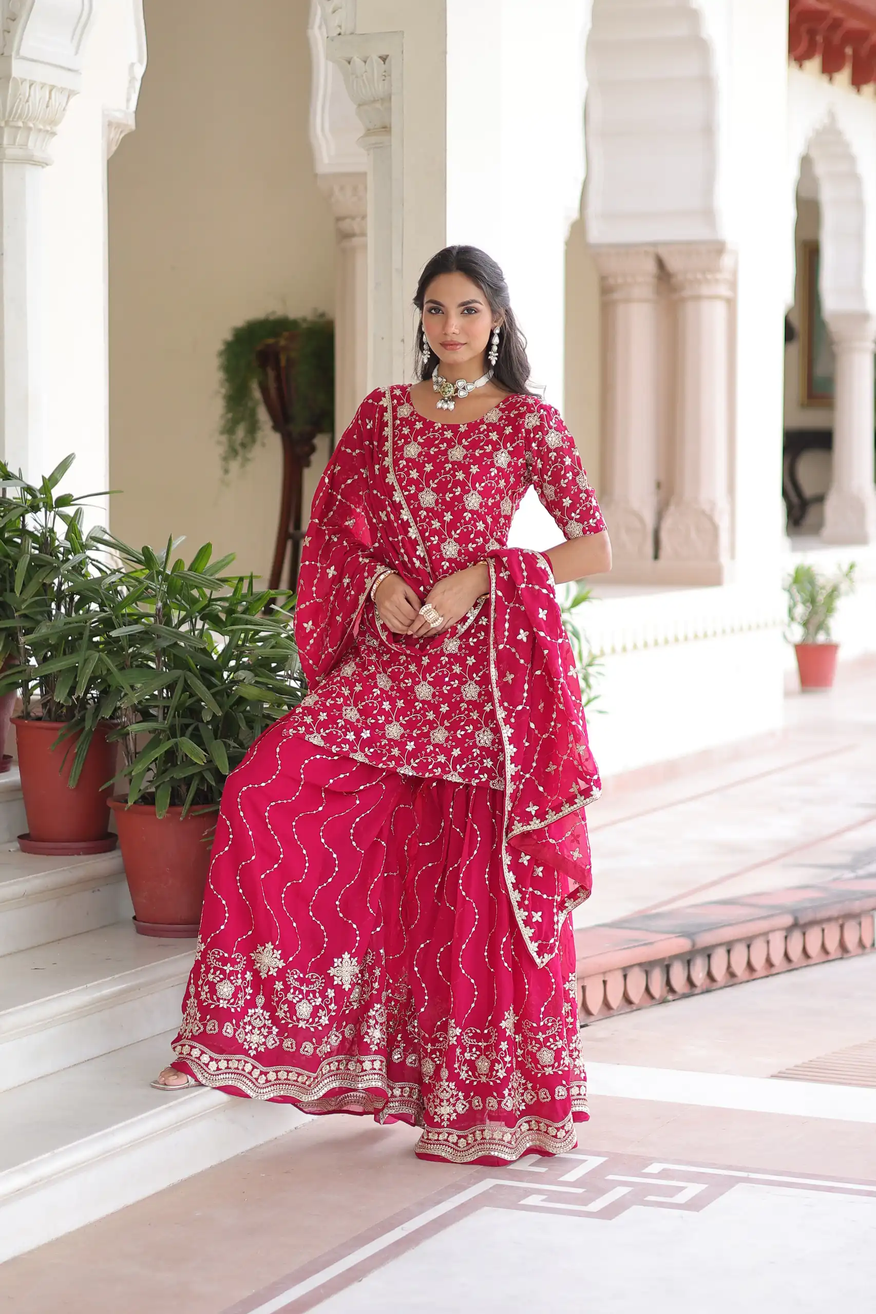 KA 1210 Pink in Georgette. Embroidery Work & Sequins Work Salwar Suit Grab it for ₹2599. Delivery 4-6 Working Days. Shop now. | Casual Suits, Jump Suits, Tops & Bottoms, Track Suits, Trendy Wear, Creative suits, Designer Suits, Palazzo Suits, Party Wear Suits, Patiala Suits, Salwar suit, Straight Suits