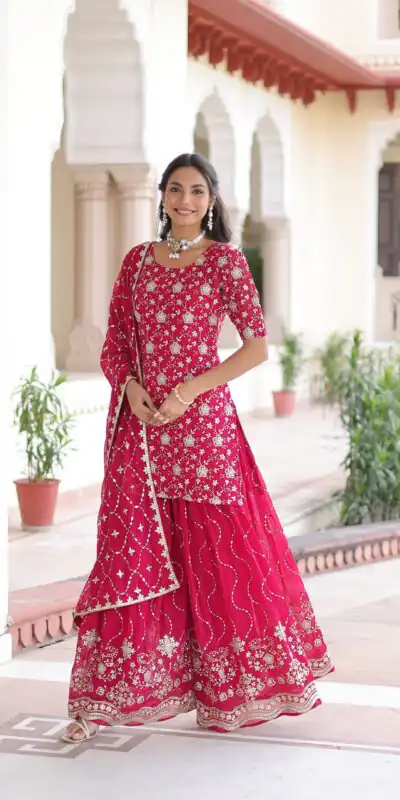KA 1210 Pink in Georgette. Embroidery Work & Sequins Work Salwar Suit Grab it for ₹2599. Delivery 4-6 Working Days. Shop now. | Casual Suits, Jump Suits, Tops & Bottoms, Track Suits, Trendy Wear, Creative suits, Designer Suits, Palazzo Suits, Party Wear Suits, Patiala Suits, Salwar suit, Straight Suits