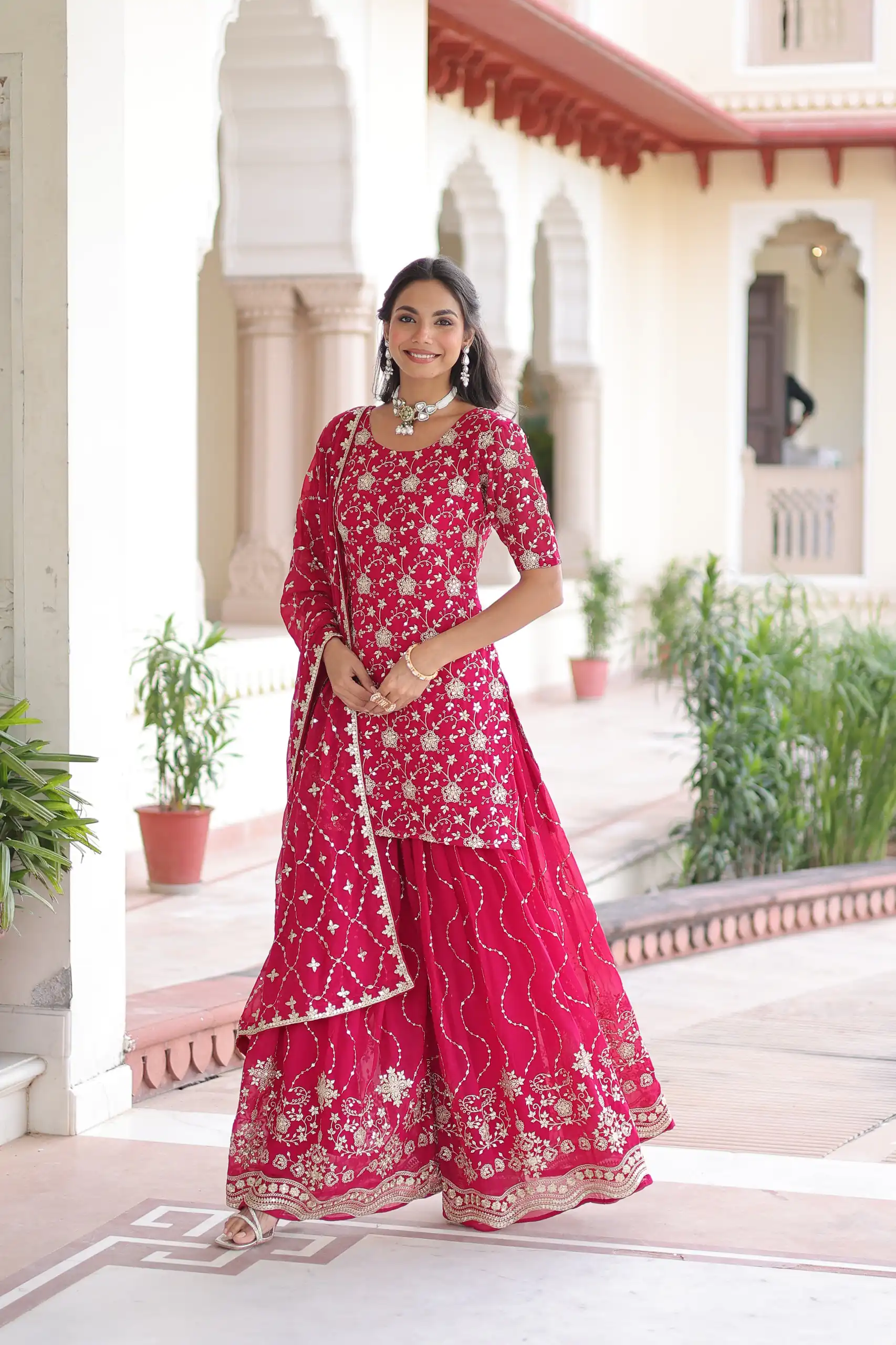 KA 1210 Pink in Georgette. Embroidery Work & Sequins Work Salwar Suit Grab it for ₹2599. Delivery 4-6 Working Days. Shop now. | Casual Suits, Jump Suits, Tops & Bottoms, Track Suits, Trendy Wear, Creative suits, Designer Suits, Palazzo Suits, Party Wear Suits, Patiala Suits, Salwar suit, Straight Suits