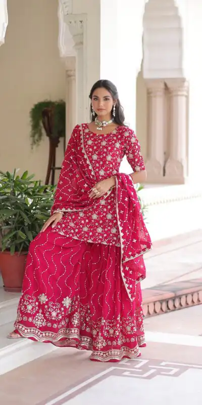 KA 1210 Pink in Georgette. Embroidery Work & Sequins Work Salwar Suit Grab it for ₹2599. Delivery 4-6 Working Days. Shop now. | Casual Suits, Jump Suits, Tops & Bottoms, Track Suits, Trendy Wear, Creative suits, Designer Suits, Palazzo Suits, Party Wear Suits, Patiala Suits, Salwar suit, Straight Suits