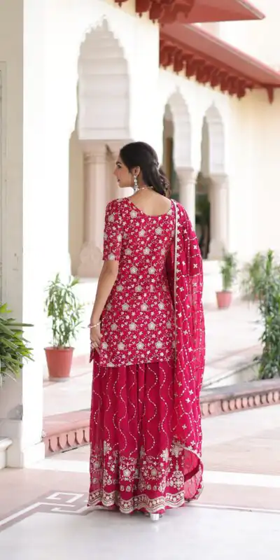 KA 1210 Pink in Georgette. Embroidery Work & Sequins Work Salwar Suit Grab it for ₹2599. Delivery 4-6 Working Days. Shop now. | Casual Suits, Jump Suits, Tops & Bottoms, Track Suits, Trendy Wear, Creative suits, Designer Suits, Palazzo Suits, Party Wear Suits, Patiala Suits, Salwar suit, Straight Suits