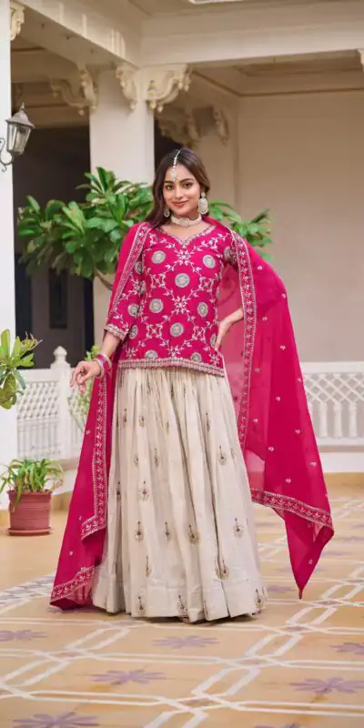 Ram 101 Pink Pure Chinon Lehenga Choli Perfect for Wedding, Party, Makar Sankranti, Reception, Sangeet – . Exclusive Offer ₹2649. Delivery 4-6 Working | Bollywood Lehenga, Creative Lehenga, Designer Lehenga, Embroidered Lehenga, Lehenga, Party Wear Lehenga