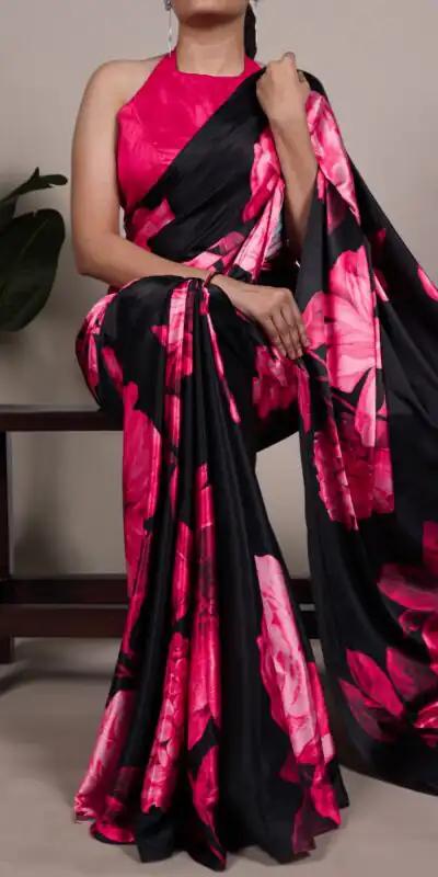 YNF 7027 Pink Satin Silk Saree Perfect for Wedding, Party, Sangeet, Makar Sankranti, Reception – . Special Price ₹1549. Delivery 4-6 Working Days | Creative Sarees, Embroidered Sarees, Bollywood Sarees, Designer Sarees, Ethnic Saree, Modern Digital sarees, Party Wear Sarees, Sarees