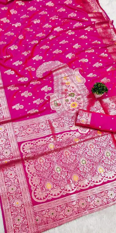 MB 3279 Pink Soft Banarasi Silk Saree with Lace Work & Zari Work. Festive Deal ₹1899. Delivery 4-6 Working Days. Shop now. | Creative Sarees, Embroidered Sarees, Bollywood Sarees, Designer Sarees, Ethnic Saree, Modern Digital sarees, Party Wear Sarees, Sarees