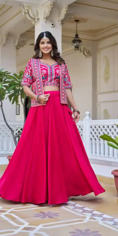 Ram 142 Pink Vichitra Lehenga Choli with Embroidery Work & Thread Embroidery. Introductory Price ₹2549. Delivery 4-6 Working Days. Shop now. | Bollywood Lehenga, Creative Lehenga, Designer Lehenga, Embroidered Lehenga, Lehenga, Party Wear Lehenga