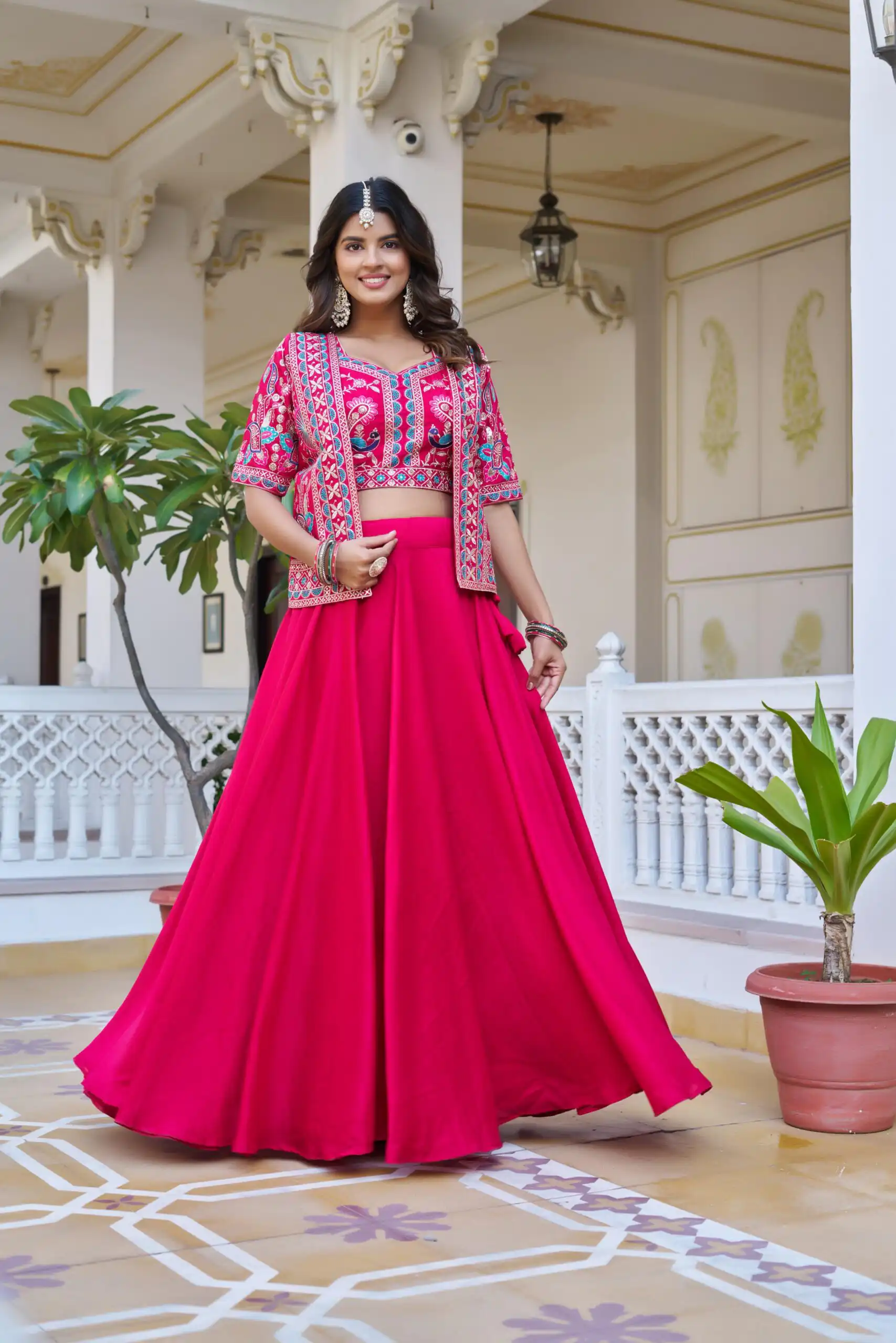 Ram 142 Pink Vichitra Lehenga Choli with Embroidery Work & Thread Embroidery. Introductory Price ₹2549. Delivery 4-6 Working Days. Shop now. | Bollywood Lehenga, Creative Lehenga, Designer Lehenga, Embroidered Lehenga, Lehenga, Party Wear Lehenga