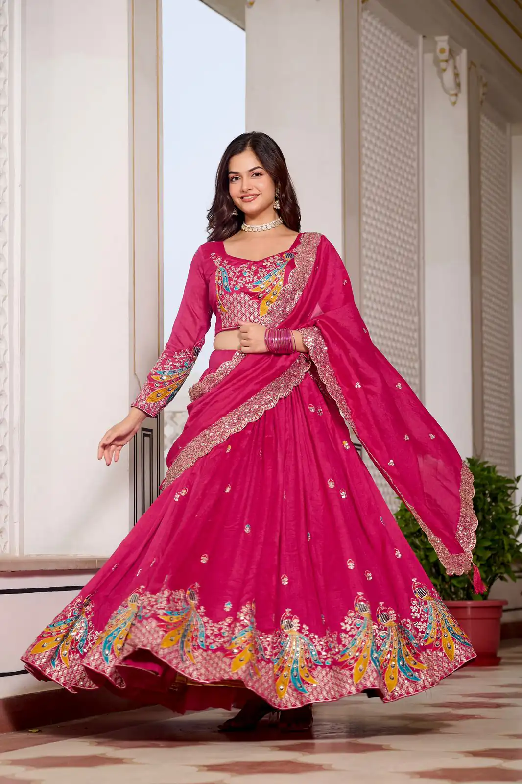 Ram 113 Pink Color Vichitra Lehenga Choli with Embroidery Work. Exclusive Offer ₹3099. Delivery 4-6 Working Days. Shop now. | Bollywood Lehenga, Creative Lehenga, Designer Lehenga, Embroidered Lehenga, Lehenga, Party Wear Lehenga