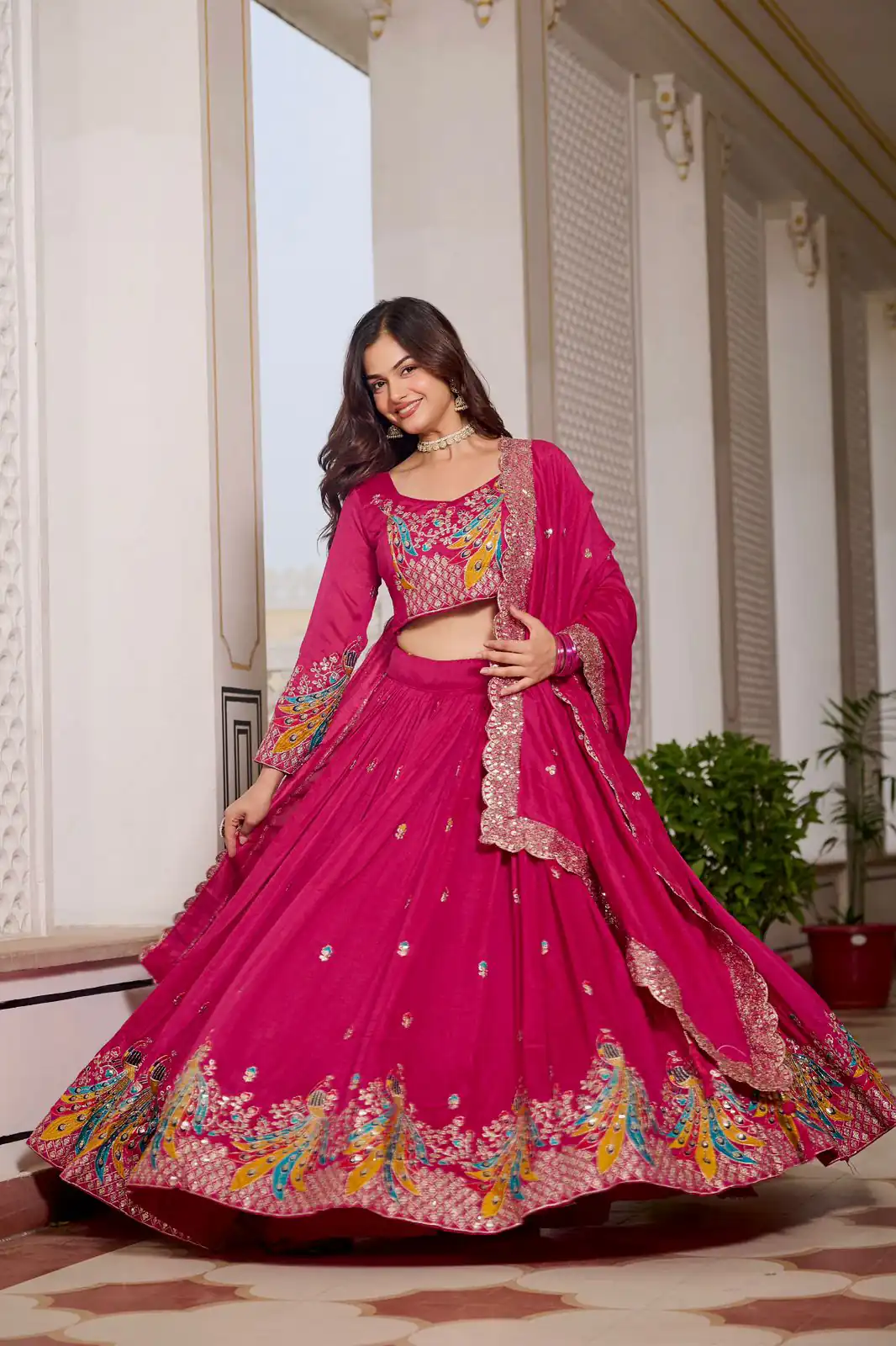 Ram 113 Pink Color Vichitra Lehenga Choli with Embroidery Work. Exclusive Offer ₹3099. Delivery 4-6 Working Days. Shop now. | Bollywood Lehenga, Creative Lehenga, Designer Lehenga, Embroidered Lehenga, Lehenga, Party Wear Lehenga